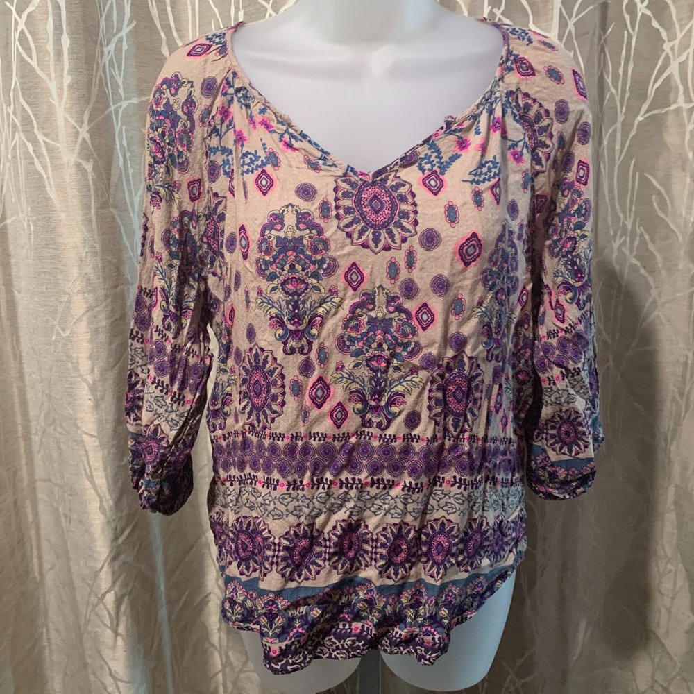 Verse Size Medium Women's Shirt Blouse Brown Purple Pink Stitch Fix